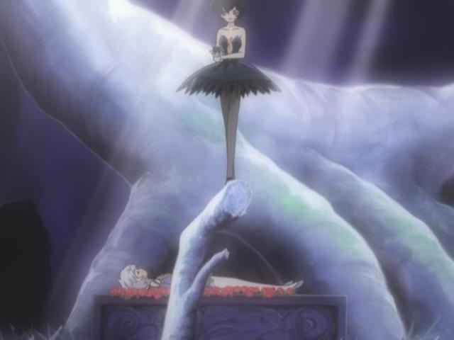 Princess Tutu Anime - Kureha / Rue standing over Prince Mytho