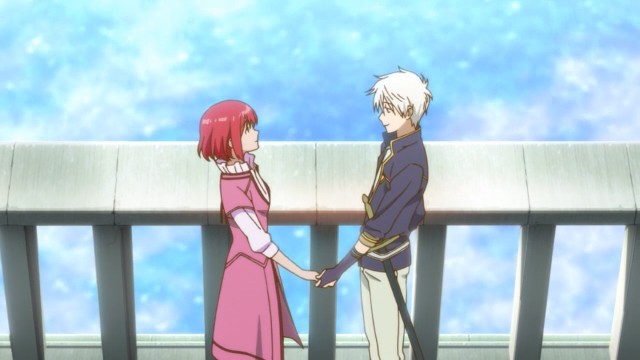 Akagami no Shirayuki Hime / Snow White With The Red Hair anime episode 2 - Zen Wistalia Clarines and Shirayuki holding hands