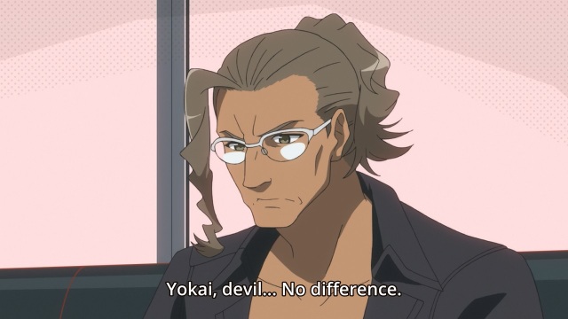 Concrete Revolutio: Choujin Gensou anime Episode 17 notes - Hitoyoshi Mogatake on minority blindness